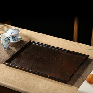 Retro Purple Bamboo Rock Tea Tray <b>Large</b> Rectangular Durable Dry Brewing Storage Coaster <b>Mat</b> For Tea Sets - Product Image 5