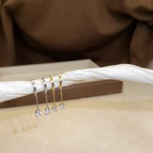 Pendientes de Plata de Ley S925 con Borla de Diamante Único, Pendientes Pequeños con Circonita Brillante, Idea de Regalo Exquisita - Product Image 5