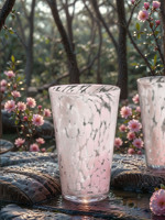 Gobelet en verre mexicain personnalisé en gros à pois de couleur rose imprimé léopard pour la maison
