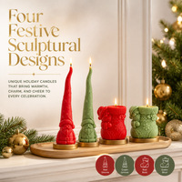 Bougie parfumée sculptée en forme de gnome pour Noël et le Nouvel An, en cire de soja, faite à la main, écologique, décoration festive – Grande Vente