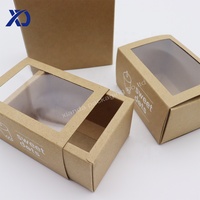 Vente en gros Boîte d'emballage à tiroir coulissant en papier kraft pour bijoux, biscuits, bonbons, collations, boîtes avec fenêtre en plastique