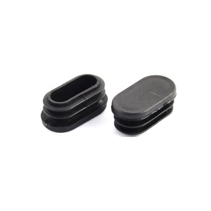 Black Ribbed Oval <b>Plastic</b> Tube Plug Furniture Pipe End Cap for Table Chair Gym Frame, Made in China - Product Image 5