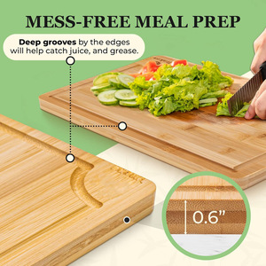 Bamboo Cutting Board <b>Set</b> 3 Pcs Rectangle Thickened Multifunction Kitchen Chopping Block For Fruit Bread - Product Image 2