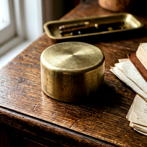 Vintage Round Round Decorative Brass <b>Paperweight</b> – A Classic Addition to Any Desk or Bookshelf - Product Image 1