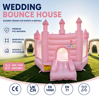 Château gonflable hexagonal rose de qualité commerciale pour mariage, idéal pour les événements et fêtes en extérieur