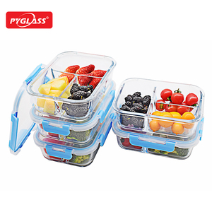 PIE GLASS High borosilicate glass food container set / lunch box set / storage box with compartment microwave oven safe