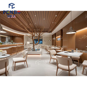 Nuevo diseño personalizado restaurante Bubble Tea Coffee Bar muebles madera café mostrador cajero con escaparate de pared para tienda - Product Image 5