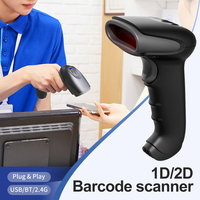 Lector de pistola de escaneo de código QR Xincode Long Rang, escáner COMS 2D inalámbrico, lector de barras 1D, mango POS inalámbrico, código de barras láser móvil