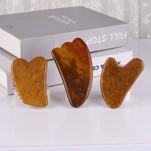 Neues Design Ei Gelber Stein Gua Sha Herzförmiges Gesichts kratz werkzeug zum Massieren von Falten lindern Dünnes Gesichts <span class=keywords><strong>massage</strong></span> werkzeug - Product Image 2