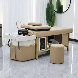 DM 2026 Lit de lavage de cheveux en cuir au design moderne avec structure en acier inoxydable pour salon de coiffure, spa thaïlandais, soins capillaires, salle de bain et salle de sport - Product Image 4