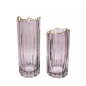 Jarrón de cristal con diseño único de llanta dorada, florero de arte, novedad - Product Image 5