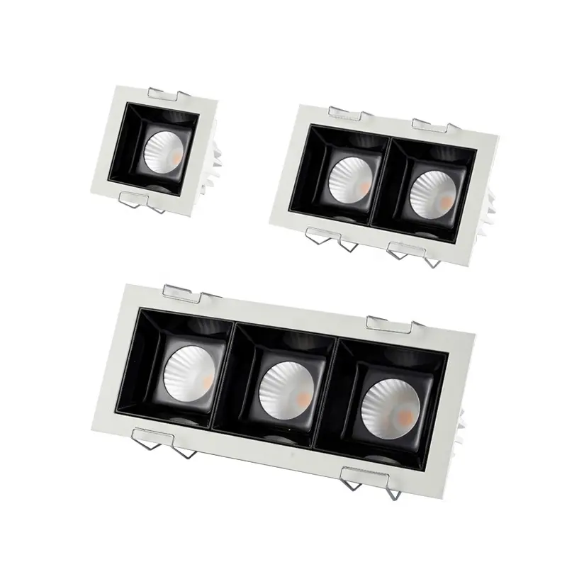 High-end high power white housing double/three heads anti glare retrofit 10w 20W 30W recessed cob led square downlight fixture