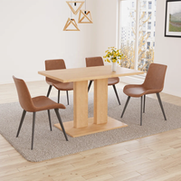 Ensemble esthétique de 5 tables rectangulaires en MDF avec chaises en similicuir pour la cuisine et la salle à manger.