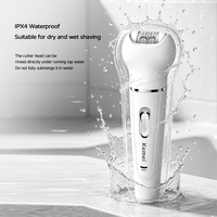 Kit d'épilation féminin Kemei KM-2199 5 en 1, 450 mAh rechargeable, IPX4, éliminateur de poils des pieds, masseur nettoyant pour le visage, tondeuse à poils des jambes