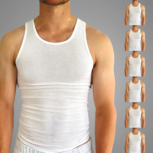 <b>Mens</b> 100% Cotton Gym Tank Top Knitted Sleeveless Vest Breathable Fitness <b>Singlet</b> Casual Workout Sportswear Custom Logo - Product Image 3