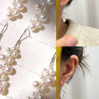 Boucles d'oreilles pendantes en perles d'eau douce de 2-3 mm et 4-5 mm, plaquées or, faites à la main, perles blanches de qualité AAAA, Tianmeng