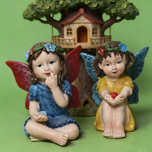 Statuette di Fate e <span class=keywords><strong>Angioletti</strong></span> in Resina per Giardino, Fatte a Mano e Dipinte su Misura, per Vendita all'Ingrosso - Product Image 5