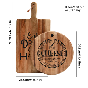 2024 planches à découper en bois d'acacia personnalisées pour la préparation des repas de cuisine et le service ensemble de planche de service avec poignée - Product Image 2