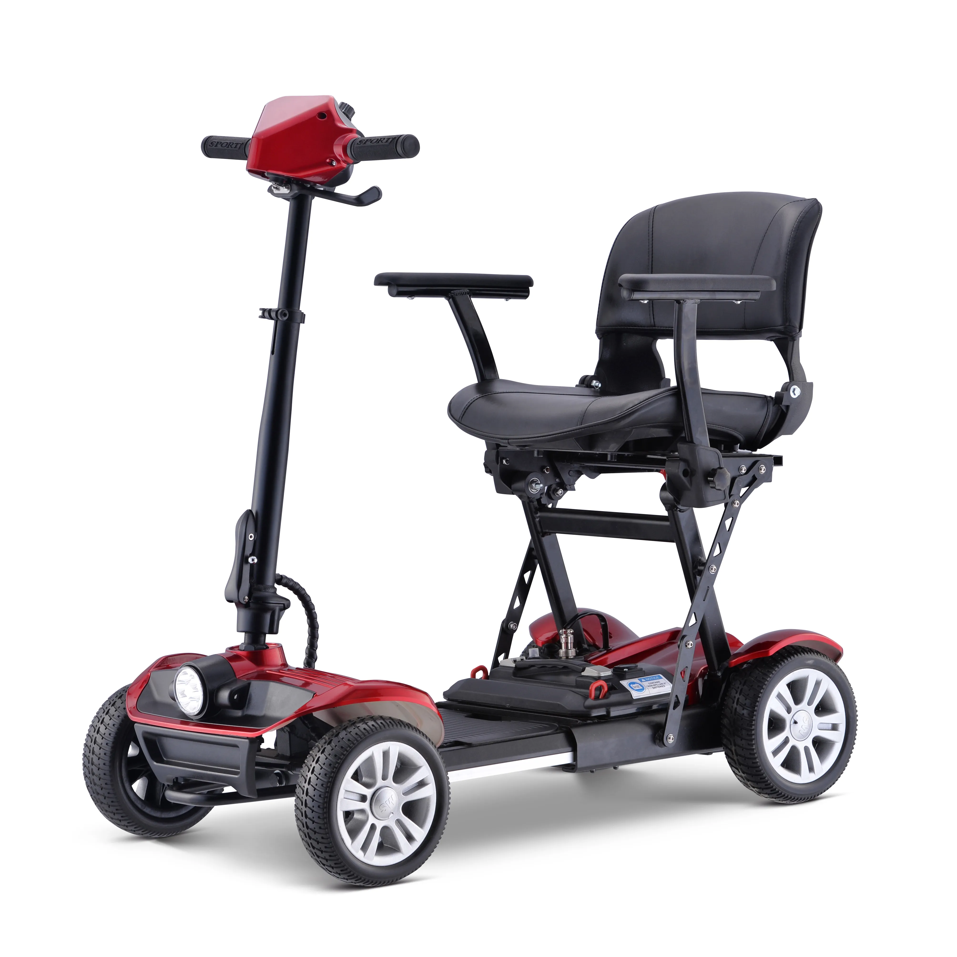 Yaşlı ve engelli insanlar için elektrikli Scooter 4 tekerlekli hareketlilik Scooter katlanır Unisex dört tekerlekli Scooter