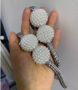 Home Decoration Magnetic Curtain <strong>Tie</strong> <strong>Backs</strong> with Pearls Modern Curtain Holdbacks Strap Decoration for Outside and Inside Drapes - Product Image 5