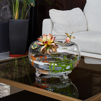 RORO gros décoration de la maison décoratif table émail art fleur de lotus grand verre pisciculture réservoir aquarium accessoires