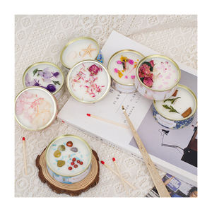 Suministros de <span class=keywords><strong>candela</strong></span> kerzen velas perfumadas con cera de soja, flores secas, con botes de lata, marca privada de lujo - Product Image 1