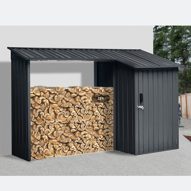 2.8m2 Woodstorage With Cabinet 2 in 1 Firewood Shed Outdoor Wood Storage Shed