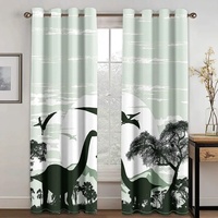 Rideaux occultants isolants à œillets Bindi 3D imprimés numériquement, motif dinosaure mignon, ignifuges, pour chambre d'enfant moderne