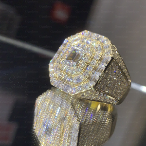 แหวนเพชรสำหรับผู้ชาย13.27กะรัต14K/18K แหวนแฟชั่นมรกตเจียระไนจากห้องทดลองที่ได้รับการรับรองจากอีจีไอเหมาะสำหรับโอกาสพิเศษ - Product Image 2