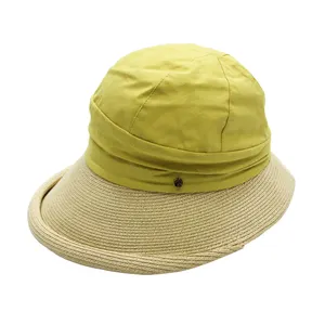 JAKIJAYI Women Summer Sun Hat Packable paper straw Sun Hat with Big Heads Wide Brim Straw Beach Hat UV Protection Cap