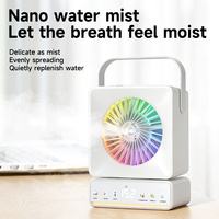 Mini climatiseur portable de bureau et domestique avec lumières LED 7 couleurs, brumisateur rafraîchissant et ventilateur musical, 5 options de vitesse du vent