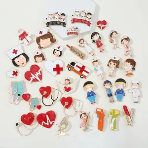 Medische Geschenken Pin Stethoscoop Elektrocardiogram Hartvormige Email Pin Mooie Charmes Arts Verpleegkundige Accessoires Broches