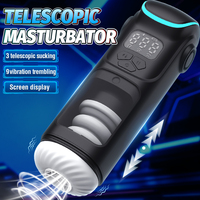 Antpop Wasserdichter ABS + TPE 3-Frequenz Saug- und Teleskop-Vibrator mit 9 Vibrationsmodi zur Männlichen Masturbation und Penisverstärkung