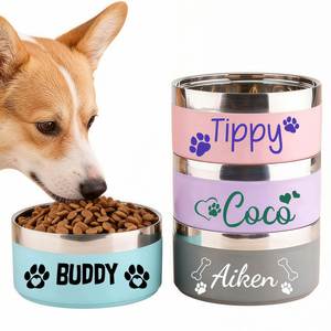 Bol pour chien avec nom, bol à eau antidérapant en acier inoxydable, distributeur de nourriture facile à nettoyer pour chats et chiens - Product Image 2
