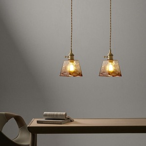 โคมไฟห้อยเพดานสไตล์ญี่ปุ่นย้อนยุค ทำจากทองเหลืองและแก้ว พร้อมเคาน์เตอร์บาร์ไม้วอลนัทอเมริกัน สำหรับร้านอาหาร ร้านกาแฟ โคมไฟข้างเตียงสไตล์เรโทร - Product Image 5