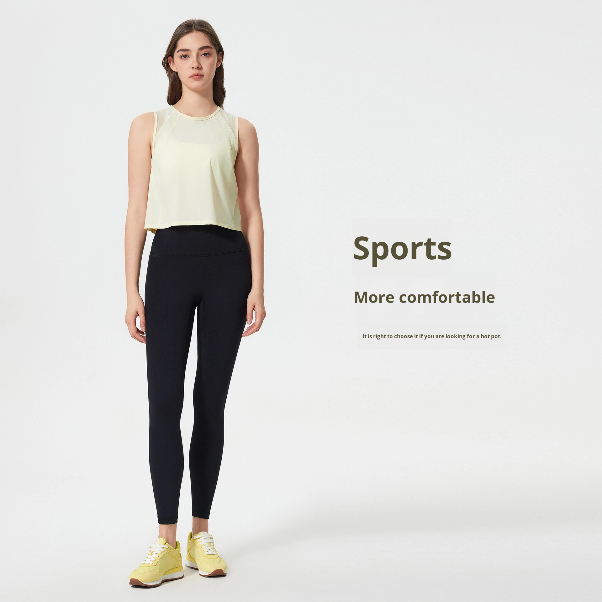 Cross-Border Sleeveless Crew Neck Vest Quick-Drying Breathable Sweat-Wicking Midriff-Baring Short Yoga Wear Sexy Solid