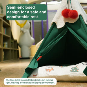 Cama <span class=keywords><strong>Tipi</strong></span> <span class=keywords><strong>para</strong></span> Mascotas de Tela de Algodón Plegable con Diseño Navideño, Tienda <span class=keywords><strong>Tipi</strong></span> <span class=keywords><strong>para</strong></span> Mascotas de Interior, <span class=keywords><strong>Casa</strong></span> Semicerrada Cálida <span class=keywords><strong>para</strong></span> Invierno - Product Image 3