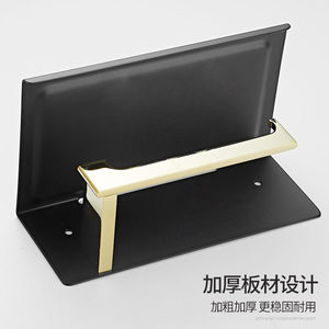 Porte-papier toilette noir et or de style nordique, en acier inoxydable, à fixation murale, accessoire de salle de bain à double usage avec étagère - Product Image 4