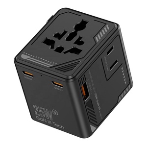 Cargador Rápido Worldplug Estilo Mecha PD 25W, Adaptador de Viaje Universal Internacional con USB Tipo-C para Teléfonos Móviles y Tabletas - Product Image 1