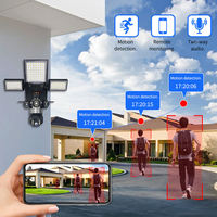 Lampadaires solaires LED 40W IP65 à double lampe, caméra intelligente WiFi 4G PTZ 3 objectifs 9MP avec contrôle par application et surveillance à distance