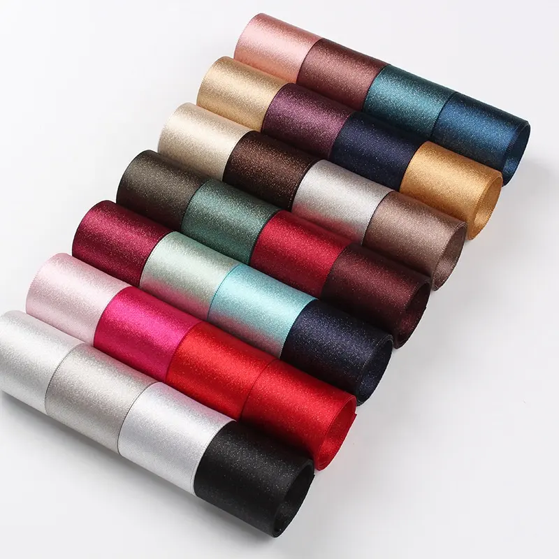 E-Magic Großhandel 100 % Polyester 196 solide Farbe einzeln doppelseitiges Geschenkband individuell bedrucktes Satinband mit Logo