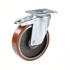 Roue pivotante avec noyau en fonte, support en acier galvanisé, série lourde avec frein - Product Image 2