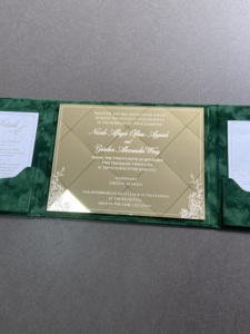 Premium Reusable Wedding Invitation Gift Folio Luxury Green Velvet Rigid <b>Box</b> Foldable Coated Paper Custom Logo Guangdong - Product Image 2