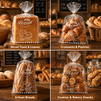 Sacs à pain transparents à soufflets latéraux en CPP de qualité alimentaire avec impression hélio personnalisée pour sandwichs, toasts et produits de boulangerie maison
