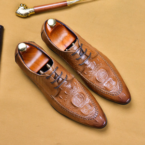 Zapatos Oxford de Cuero Genuino Brillante para Hombre, con Punta Puntiaguda, con Cordones, Zapatos de Vestir, Zapatos de Boda, Color Sólido, para Toda Temporada, Envío Directo - Product Image 4