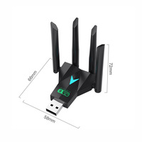 Penguat Sinyal Wifi 1300Mbps 2.4G/5G Dual Band WiFi 5, Ekstender Sinyal dengan 4 Antena, Kartu Jaringan Bebas Driver Ethernet, Router Wifi WPS