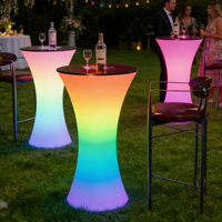 Table de bar LED arc-en-ciel à changement de couleur, table haute ronde à lumière dégradée, table élégante et lumineuse pour événements
