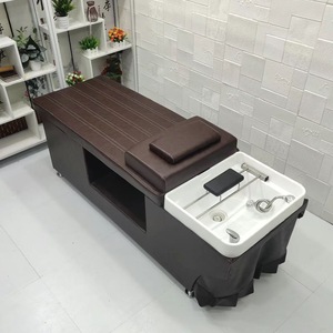 Modern Shampoo Chair Salon Wash Bed with Ceramic Basin <b>Adjustable</b> <b>Footrest</b> Leather Upholstery - Product Image 5