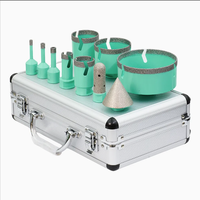 Kit de forets diamantés brasés sous vide avec filetage M14, pour perçage à sec et humide, pour carrelage, porcelaine, pierre, marbre, avec boîte en aluminium