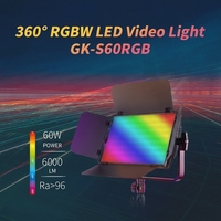 Tolifo GK-S60RGB, panneau lumineux LED RGB pour studio photo et vidéo, alimenté par batterie, Ra95, 60 W, avec télécommande